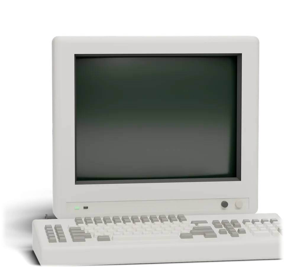 A pearl-grey green-screen terminal